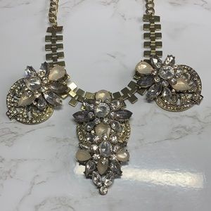 Antique gold collar necklace accented with faceted stones